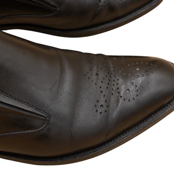 Johnston Murphy Black Leather Handcrafted Italy Brogue Loafers Mens 10 M Dress - Picture 5 of 10